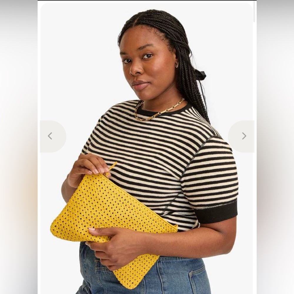 Clare V Flat Clutch with Tabs in Dandelion Rattan